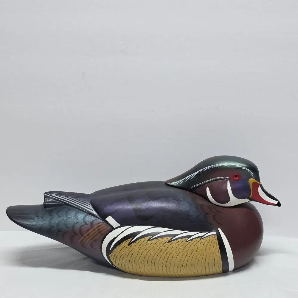 DUCKS UNLIMITED DRAKE WOOD DUCK DECOY w MEDALLION By Randy Tull Vintage 90s